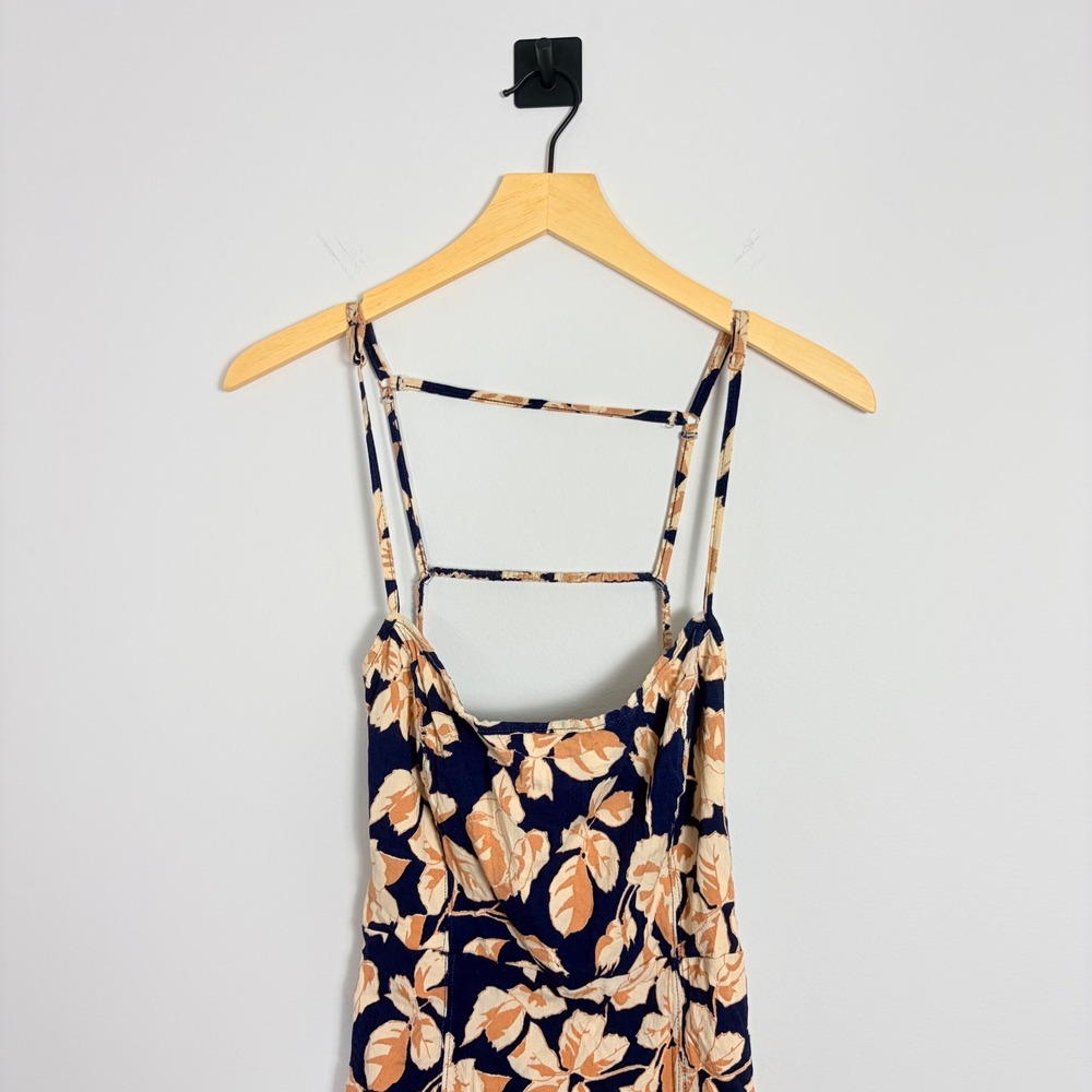 Free People Intimately Bring it Back Floral Open Back Mini Dress Navy Size Large - Picture 4 of 9